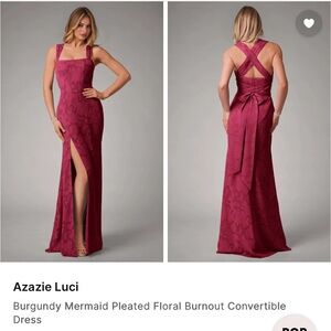 Azazie Luci Burgundy Convertible Floral Gown
